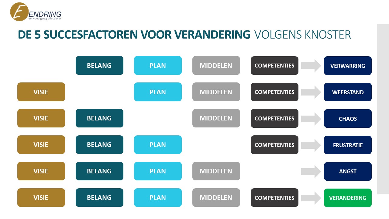 5 Succesfactoren voor verandering volgens Knoster
